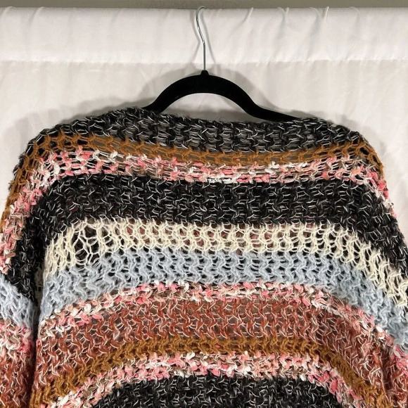 BKE Sweater Women's XS Multicolor Open Knit Long Sleeve Round Neck Pullover - Picture 9 of 11